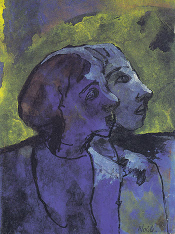 Blue Couple in Sidelight - Emile Nolde reproduction oil painting
