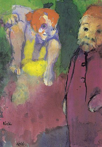 Old Man and Wood Gnome - Emile Nolde reproduction oil painting