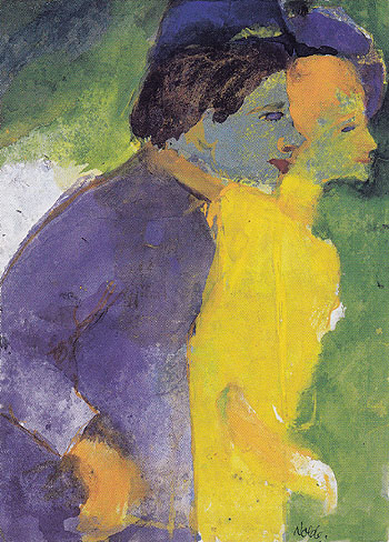 Couple Violet and Yellow - Emile Nolde reproduction oil painting