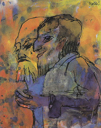 Two Bearded Old Men in Profile - Emile Nolde reproduction oil painting