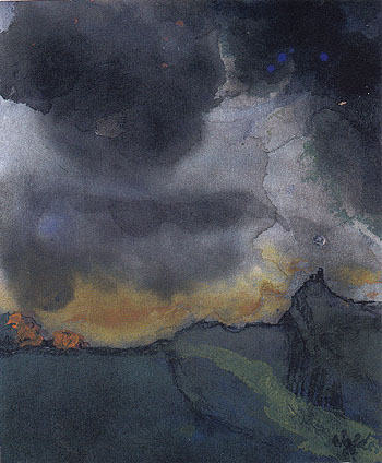 Mountain Landscape with Dark Clouds - Emile Nolde reproduction oil painting