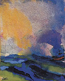 Blue green Sea with Steamer - Emile Nolde