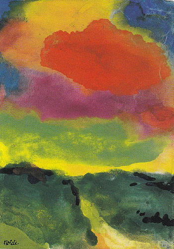 Green Landscape with Red Cloud - Emile Nolde reproduction oil painting