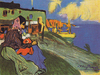 Gypsy Outside La Musciera 1900 - Pablo Picasso reproduction oil painting