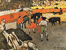 Bullfighting Scene Corrida 1901 - Pablo Picasso reproduction oil painting
