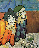 The Two Saltimbanques Harlequin and His Companion 1901 - Pablo Picasso reproduction oil painting