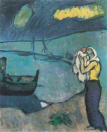 Mother and Son on the Seashore 1902 - Pablo Picasso reproduction oil painting