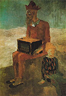 Hurdy gurdy Player and Young Harlequin 1905 - Pablo Picasso