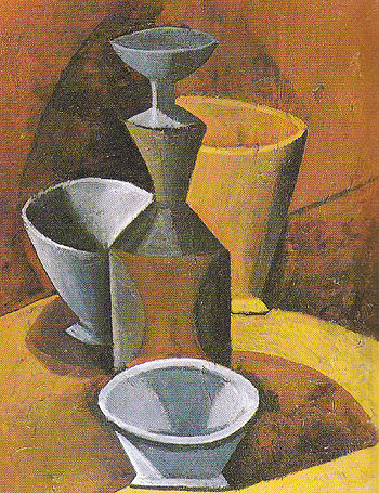 Pitcher and Three Bowls 1908 - Pablo Picasso reproduction oil painting