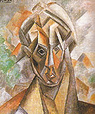 Head of a Woman against Mountains 1909 - Pablo Picasso reproduction oil painting