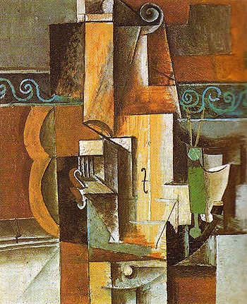 Violin and Glass on a Table 1913 - Pablo Picasso reproduction oil painting