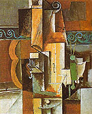 Violin and Glass on a Table 1913 - Pablo Picasso reproduction oil painting