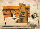 Pipe Bottle of Bass Dice 1914 - Pablo Picasso reproduction oil painting