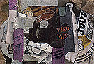 Ham Glass Bottle of Vieux Marc Newspaper 1914 - Pablo Picasso reproduction oil painting