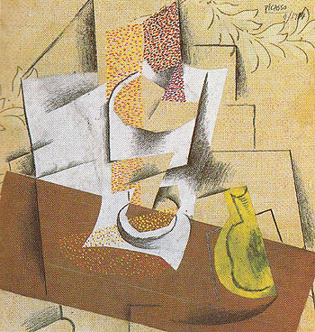 Glass and Sliced Pear on a Table 1914 - Pablo Picasso reproduction oil painting