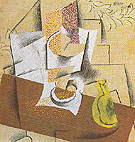 Glass and Sliced Pear on a Table 1914 - Pablo Picasso reproduction oil painting
