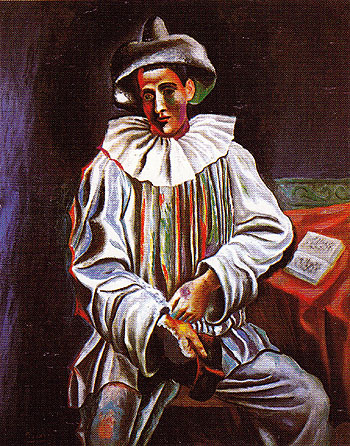 Pierrot with a Mask 1918 - Pablo Picasso reproduction oil painting