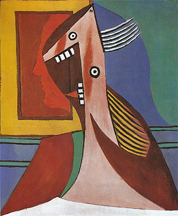Bust of a Woman with Self portrait 1929 - Pablo Picasso reproduction oil painting