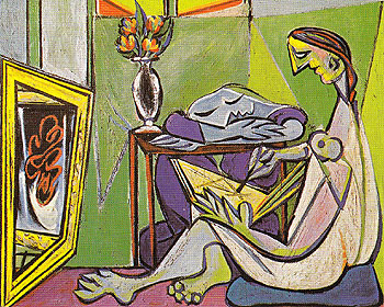 Young Woman Drawing The Muse 1935 - Pablo Picasso reproduction oil painting