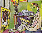 Young Woman Drawing The Muse 1935 - Pablo Picasso reproduction oil painting