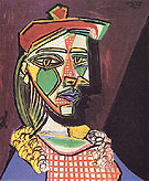 Woman with Cap and Checked Dress 1937 - Pablo Picasso