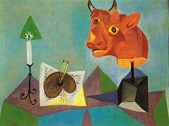 Still Life with Red Bulls Head 1938 - Pablo Picasso reproduction oil painting