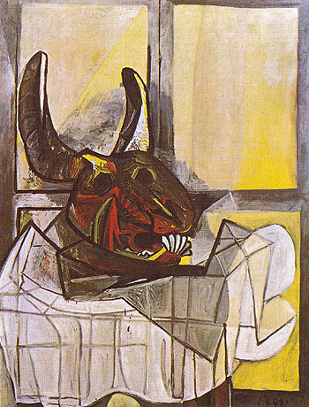 Bulls Head on a Table 1942 - Pablo Picasso reproduction oil painting