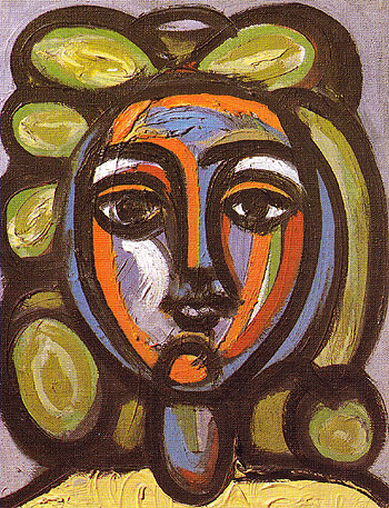 Head of a Woman with Green Curls 1946 - Pablo Picasso reproduction oil painting