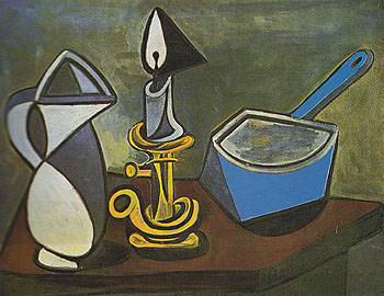 Pitcher Candle and Enamel Saucepan 1945 - Pablo Picasso reproduction oil painting