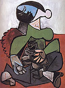 Seated Woman with Dog 1953 - Pablo Picasso reproduction oil painting