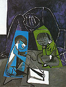 Claude Drawing Francoise and Paloma 1954 - Pablo Picasso reproduction oil painting