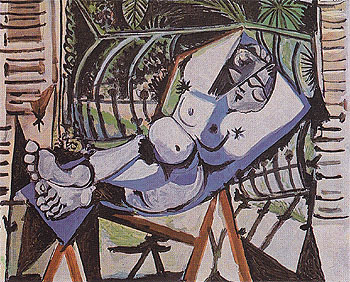 Nude in Front of the Garden 1956 - Pablo Picasso reproduction oil painting