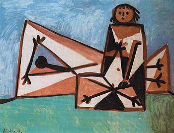 Man and Woman at the Beach 1956 - Pablo Picasso reproduction oil painting