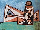 Man and Woman at the Beach 1956 - Pablo Picasso reproduction oil painting