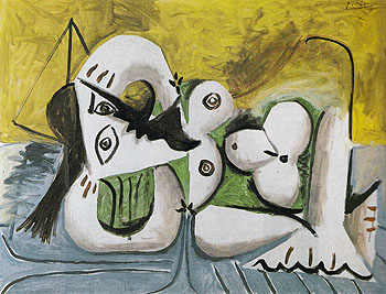 Reclining Nude on a Blue Divan 1960 - Pablo Picasso reproduction oil painting