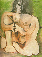 Seated Nude Against Green Background 1960 - Pablo Picasso