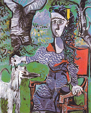 Woman and Dog Under a Tree 1962 - Pablo Picasso reproduction oil painting