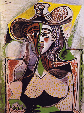 Woman with Big Hat 1962 - Pablo Picasso reproduction oil painting