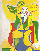 Seated Woman with Yellow and Green Hat 1962 - Pablo Picasso