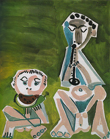 Flute Player and Watermelon Eater 1965 - Pablo Picasso reproduction oil painting