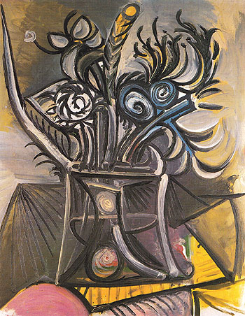 Vase of Flowers on a Table 1969 - Pablo Picasso reproduction oil painting