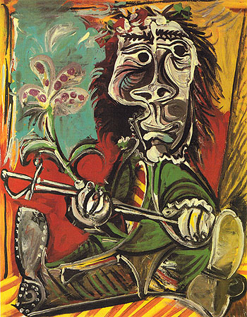 Seated Man with Sword and Flower 1969 - Pablo Picasso reproduction oil painting