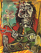 Seated Man with Sword and Flower 1969 - Pablo Picasso reproduction oil painting