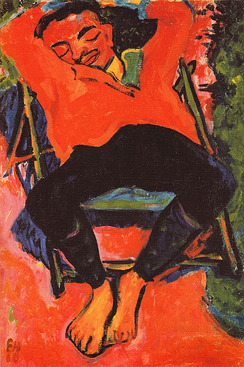 Pechstein Asleep 1910 - Erich Heckel reproduction oil painting