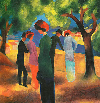 Lady in a Green Jacket 1913 - August Macke reproduction oil painting
