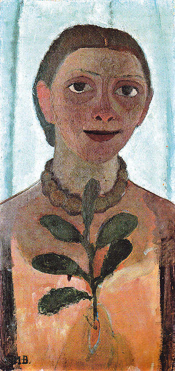 Self Portrait with Camelia Sprig c1906 - Paula Modersohn-Becker reproduction oil painting