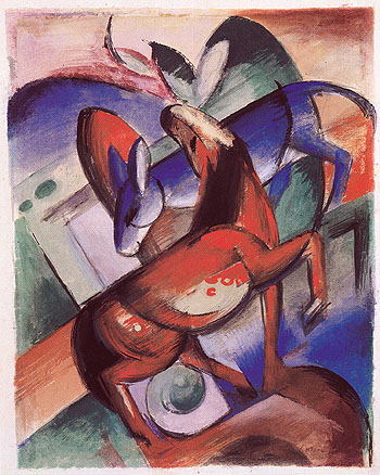 Horse Donkey 1912 - Franz Marc reproduction oil painting