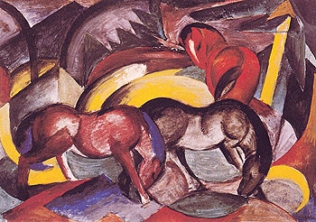 Three Horses 1912 - Franz Marc reproduction oil painting