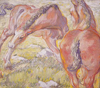 Mare with a Foal 1909 - Franz Marc reproduction oil painting
