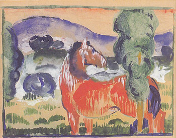 Red Horse in a Colored Landscape 1910 - Franz Marc reproduction oil painting